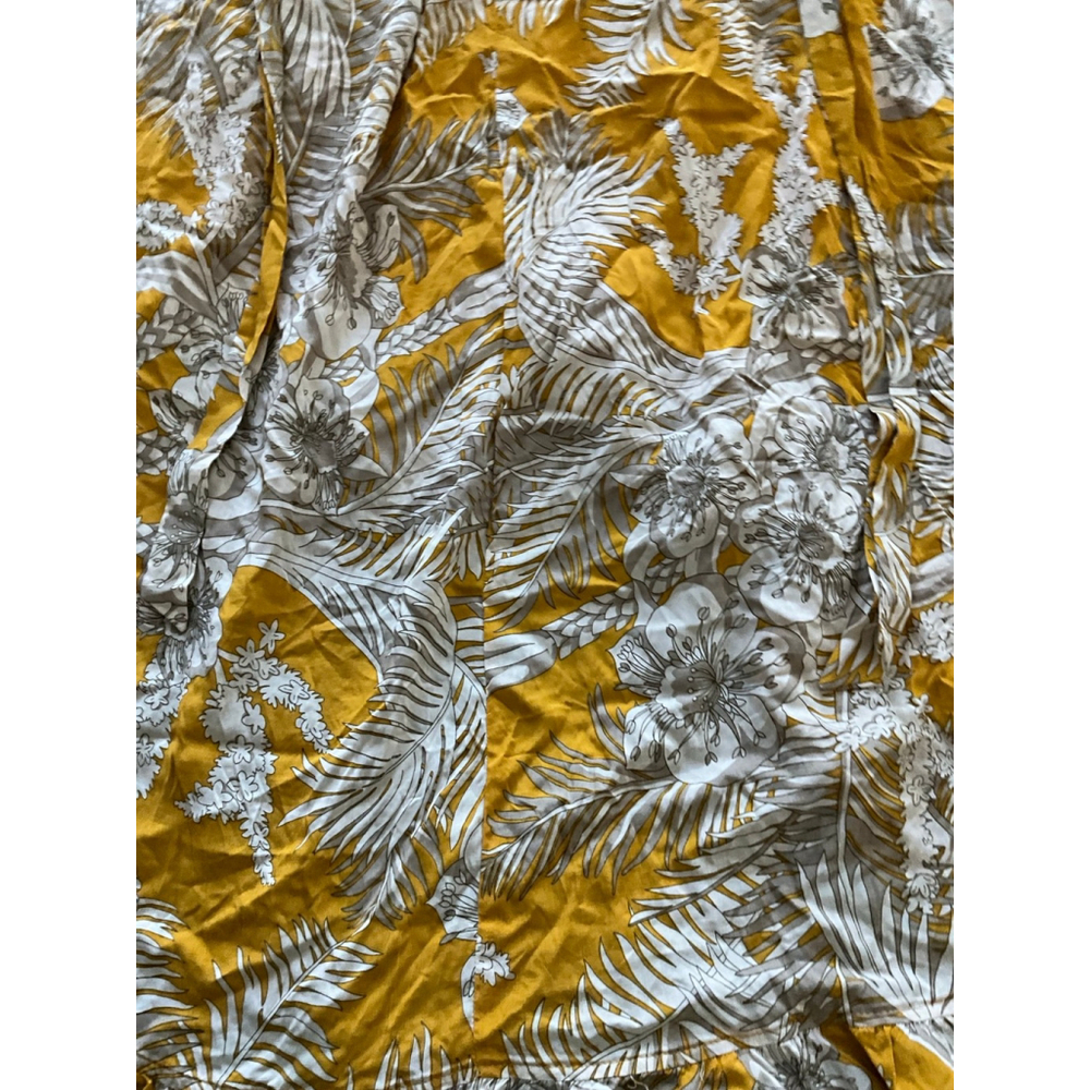 Solitaire Ruffle Front Maxi Skirt Yellow w Palms Elastic Waist Sash NWT Small - Picture 6 of 10